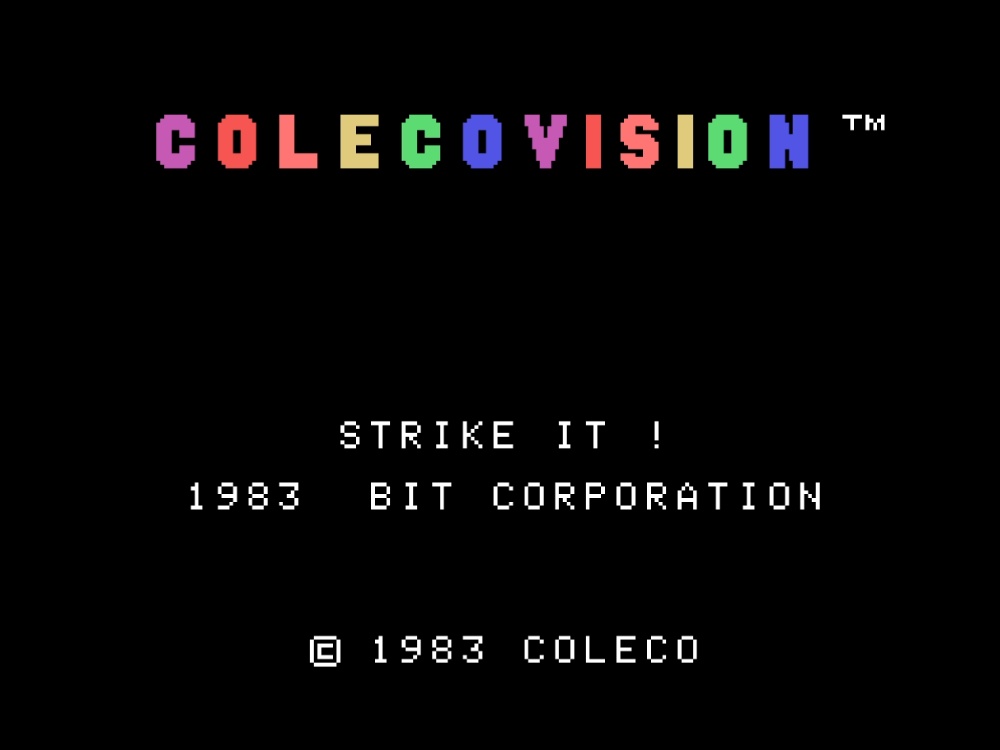 Title Screen of Strike It for Colecovision